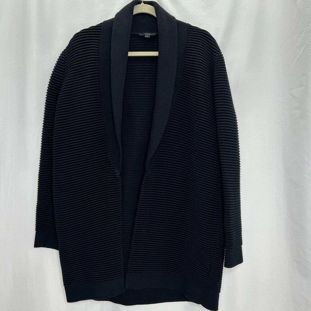 Cos men’s black ribbed cardigan cotton heavy XS classic preppy academic